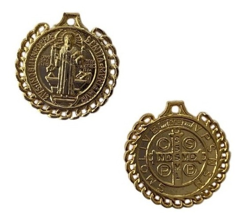 Abalorio Medalla San Benito 2cm En Chapa De Oro, 20pzas
