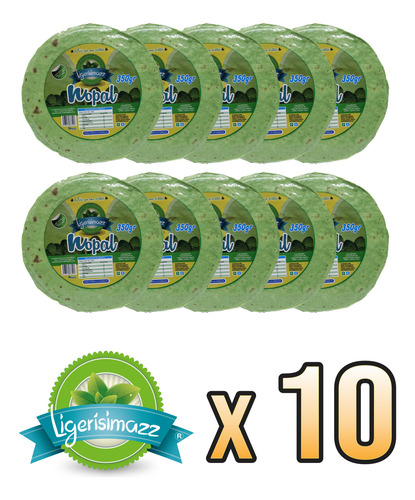 Pack 10 Tortilla De Nopal Con Vegetales 350g Premium