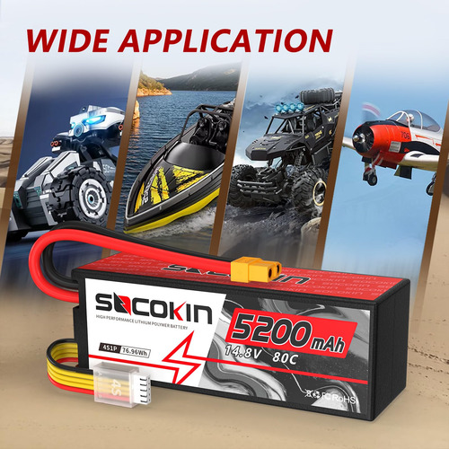 Batería Lipo 14.8v 4s 5200mah 80c Con Estuche Rígido
