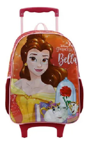 Mochila De Rodinha Média Princesa Bela Disney 11531 Xeryus Cor Bordô