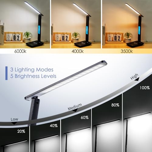 Lmpara Escritorio Led Con Cargador Inalmbrico, Puerto Usb, R