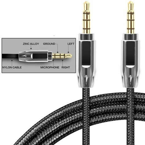 Cable Plug Aux Audio Metalico Dorado 3.5mm 4 Contactos