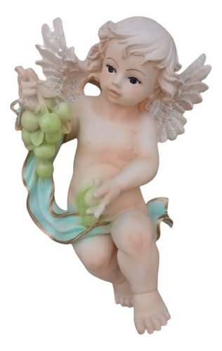 Angel De La Abundancia Con Uvas De Pared Figura Resina