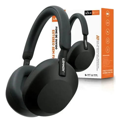 Fone de Ouvido Over-ear Lehmox Estéreo Sem Fio Com Bluetooth Preto
