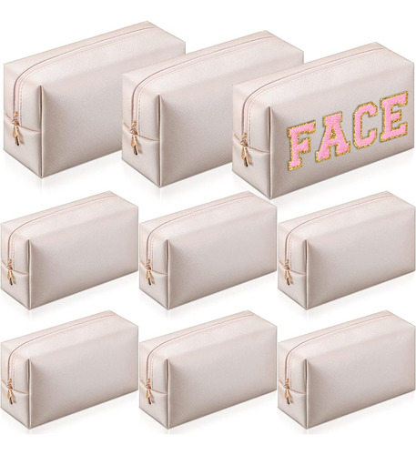 ~? 9 Pcs Preppy Makeup Bag Pu Leather Cosmetic Bag Makeup Po