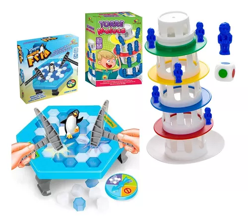 Kit Jogo Torre Maluca + Jogo Pinguim Quebra Gelo - Art Brink