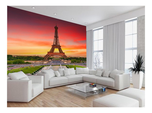 Papel De Parede Paris Torre Eiffel Sol Nuvens 3,5m² Ncd302