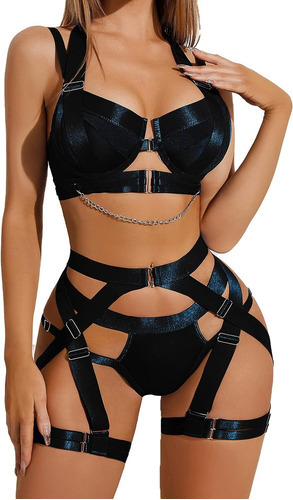 Conjunto De Lencería Sexy For Mujer Con Cadena De Sujetador