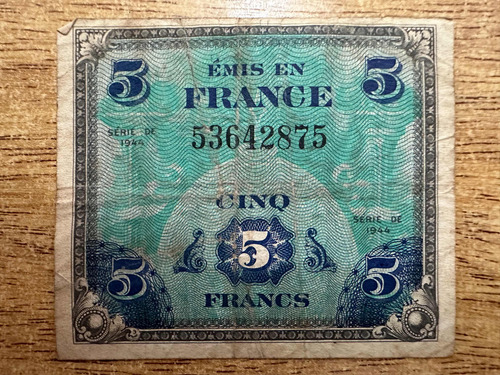 Billete 5 Francos Francia 1944