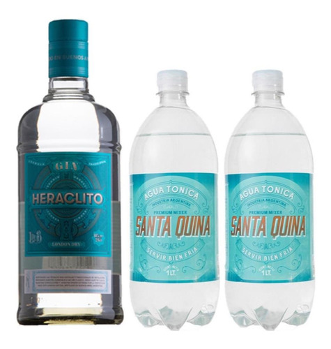 Gin Heráclito London Dry 750 Ml + 2 Agua Tónica Santa Quina