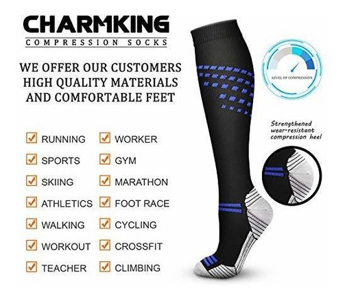 Calcetines De Compresion 15-20 Mmhg 6 Pares Mujeres Hombres