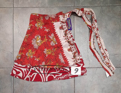 Pollera Mini Mil Formas Seda Hindú Estampada Doble Capa