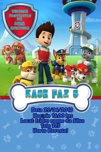 Imagem 1 de 1 de Convite Virtual Patrulha Canina