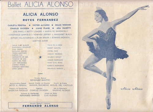 Ballet Brochure Alicia Alonso De Cuba En Uruguay 1954