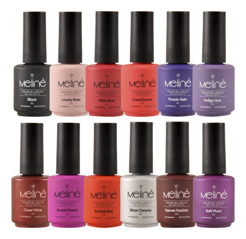 Esmaltes Semipermanentes X12 Color Gel Led Uv Meline