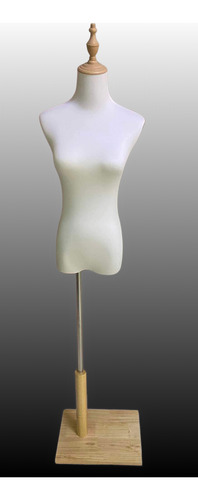 Maniquí De Mujer Blanco Base De Madera Torso Femenino Busto Blanco