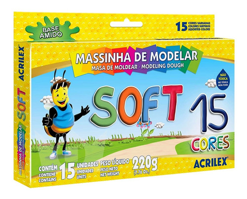 Massinha De Modelar Soft Acrilex Com 15 Cores