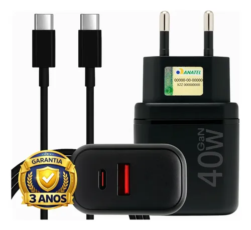 Carregador Duplo 40w Compativel Com Samsung S25 S24 S23 S21 S20 F...