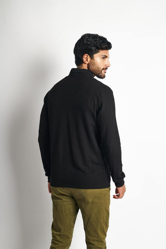 Polo Manga Larga Hombre Cuello Camisa Stealth Blanco
