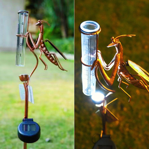Beda De Chuva Com Lâmpada Solar Leve Escultura De
