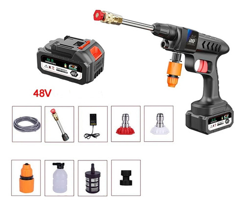 Hidrolavadora Portatil Recargable 48v Para Auto Moto