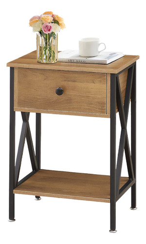 Mesa Auxiliar De Noche Multiusos Elegante Bossa Miller Color Marrón