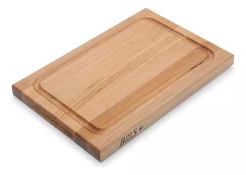 John Boos Block BBQBD Tabla para picar reversible, madera de arce, veta  visible, con ranura para líquidos, Cereza