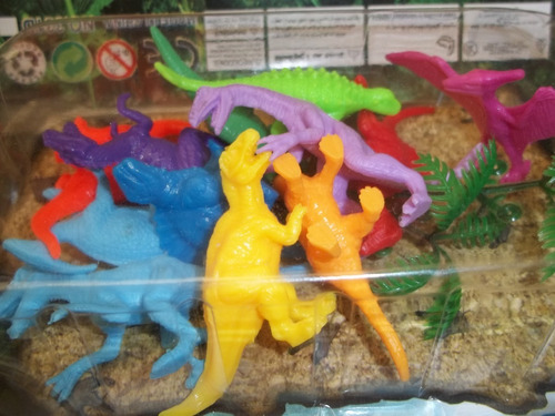 Set Kit Juego Dinosaurios De Goma Colores Vivos 12 Piezas