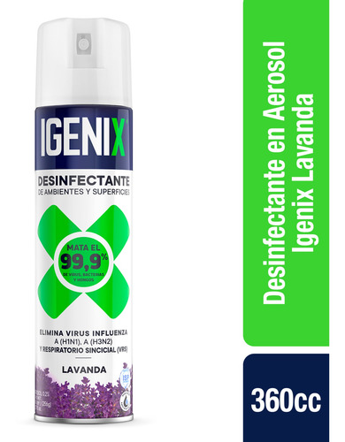 Imagen 1 de 2 de Igenix Desinfectante En Aerosol Lavanda 360cc