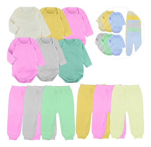 Kit Roupa De Bebe Body Manga Longa E Mijão Menino E Menina