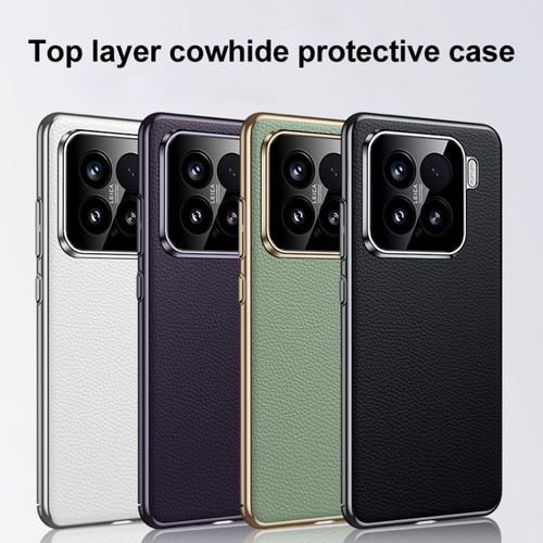 Funda De Teléfono Pc De Cuero Verde Para Xiaomi 15 Pro
