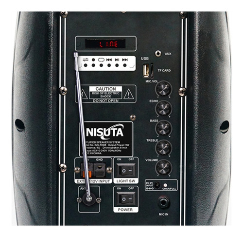 Parlante Bluetooth Portatil Microfono Nisuta Nspa8b Lz