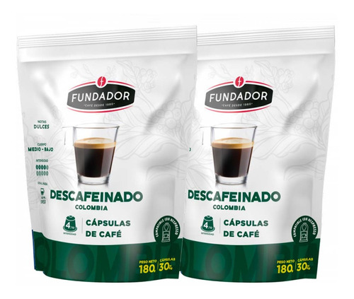 60 Cápsulas Café Descafeinado Compatible Nespresso® Fundador