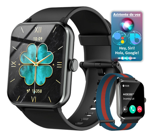 Reloj Smartwatch 1.85'' Reloj Inteligente Bluetooth Llamada Feipuqu Smart Watch Impermeable Color De La Caja Negro Color De La Correa Negro Color Del Bisel Negro