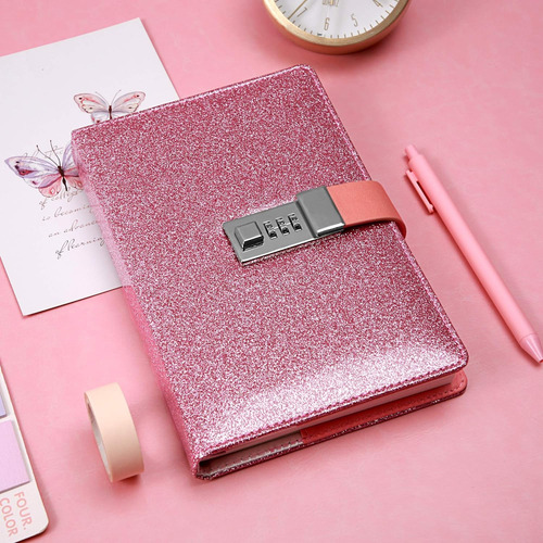 Cagie Sparkly Diary With Lock , Lockable Secrets Journal,...