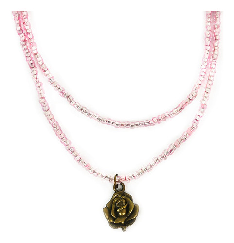 Collar Y Pulsera De Rosa De Lourdes En Abalorios De Piedra R