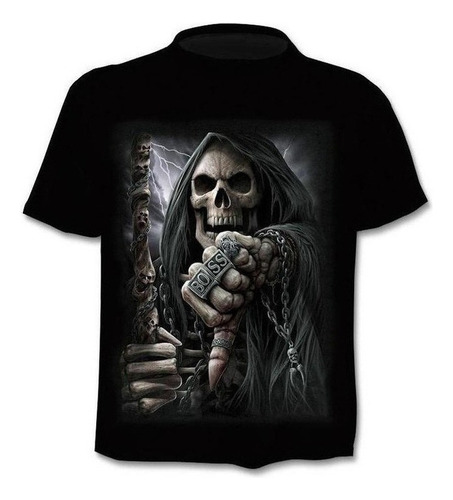 Camisa Gótica Para Hombre Con Diseño De Calavera 3d Impresa