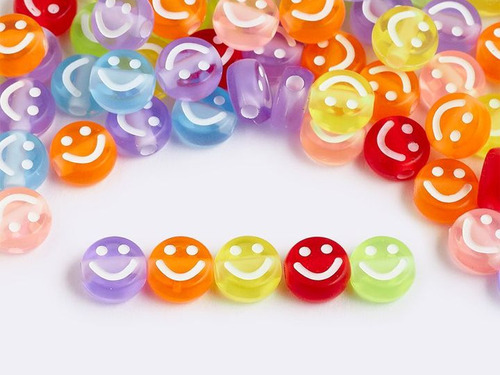 100 Caritas Smile Traslucidas Colores Pasantes Mostacillas