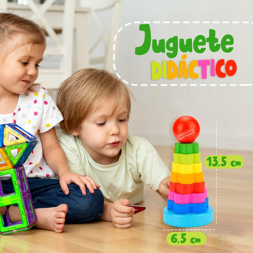 Torre Arcoiris Madera Juguete Didactico Montessori M-096