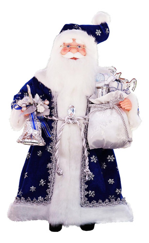 Figura Decorativa De Navidad De Papá Noel Azul Real De...