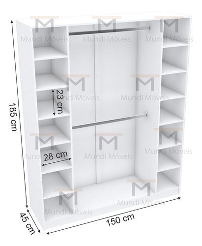 Modulo Closet Com Colméia M133.2021.b (loja Roupas, Casa) Branco