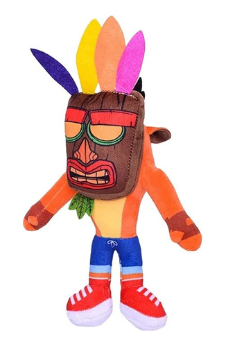 Peluche Crash Bandicoot Clásico 25 Cm Con Mascara Aku Aku