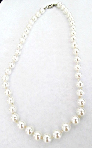 Collar Perlas Color Blanco 8mm Perlitas 