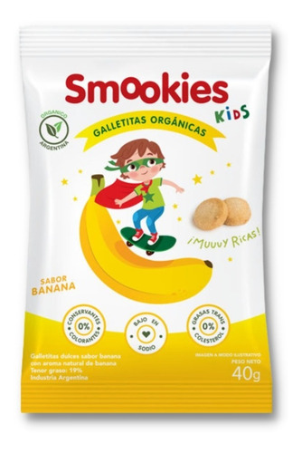 Imagen 1 de 4 de Smookies Kids Orgánicas 20 Unidades 40gr Sabor Banana