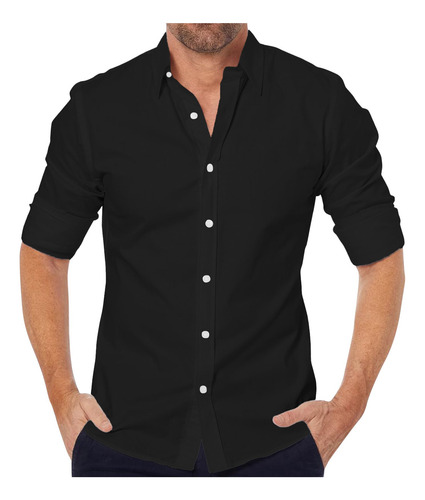 Camisa De Manga Larga Holgada A Rayas Con Botones De Solapa