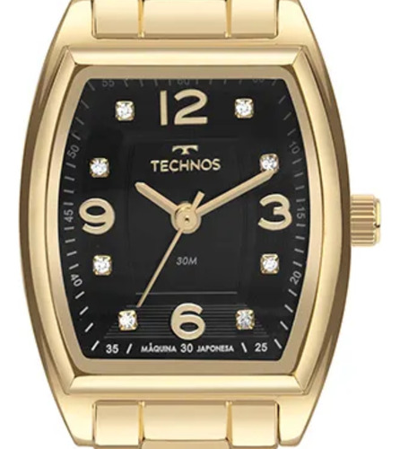 Relógio Technos Feminino Mini Dourado - 2035mxp/1p Bisel Preto