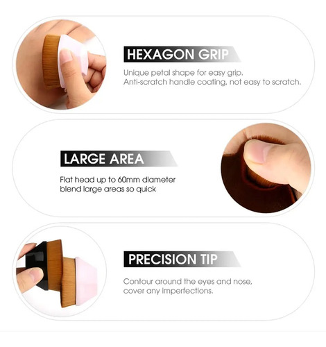 Pincel Mágico Hexagonal Base Maquiagem Tiktok Flawless Brush Cor Preto