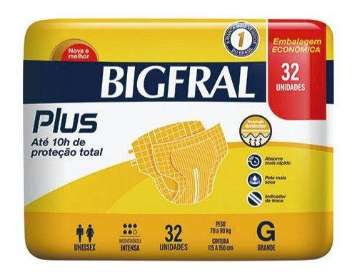 Pañal Bigfral Plus Talle G 32 Unidades