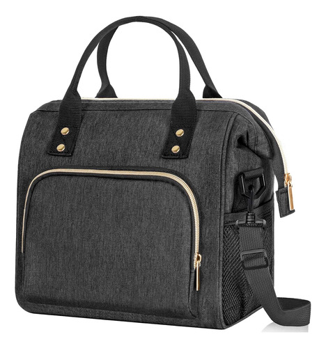 Bolso Lonchera Térmica Wonday, Con Correa Ajustable, Negro