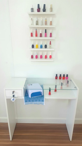 Mesa Manicure Gaveta Salão De Beleza + Organizador Esmaltes
